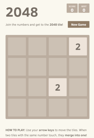2048 Game Welcome Page